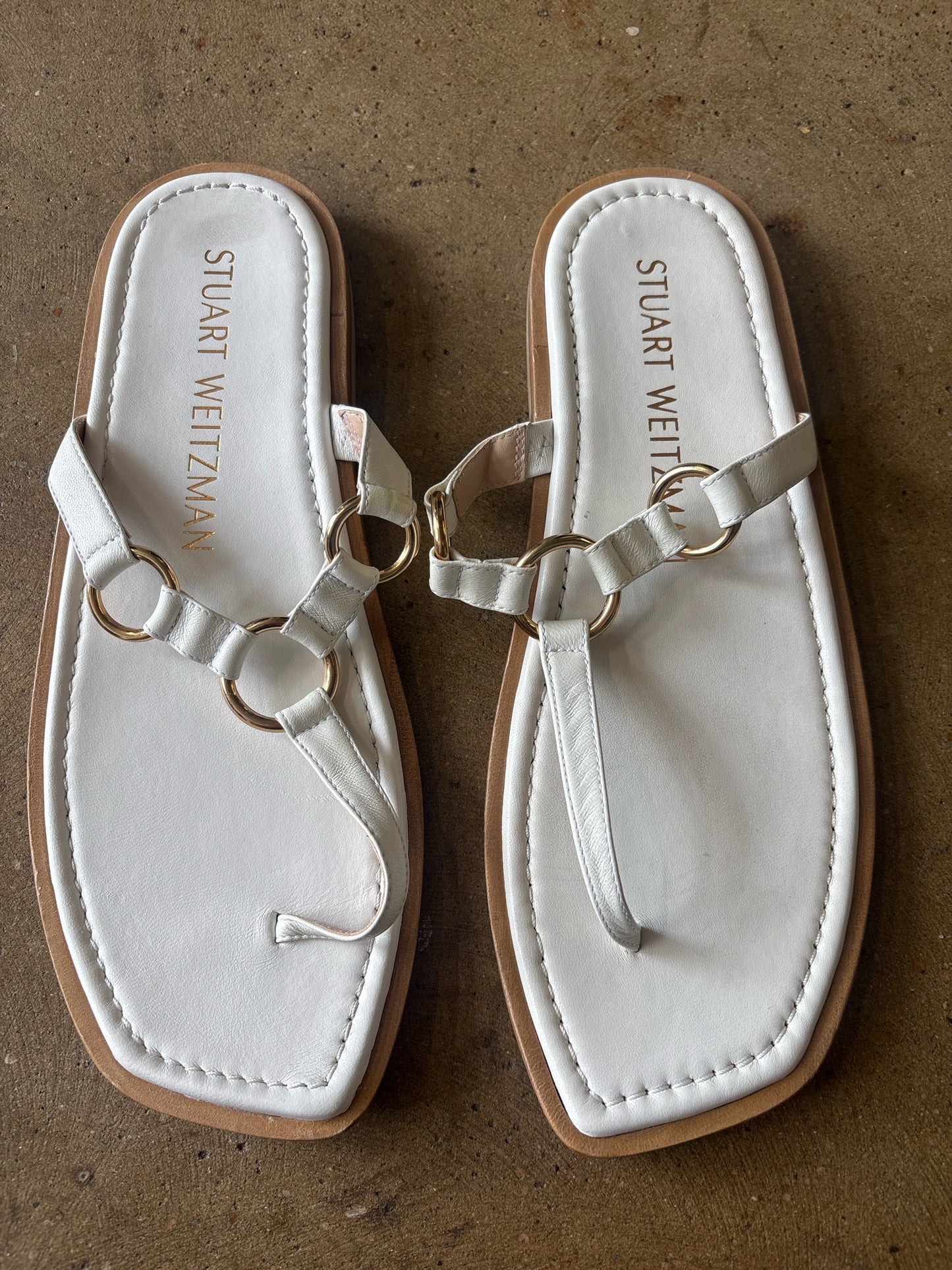 Stuart Weitzman Shoe Size 10.5 White thong Sandals