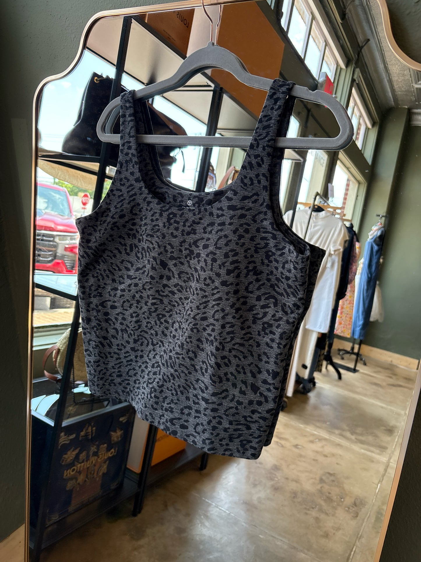 TALBOTS Size L gray & Black Animal Print Tanks