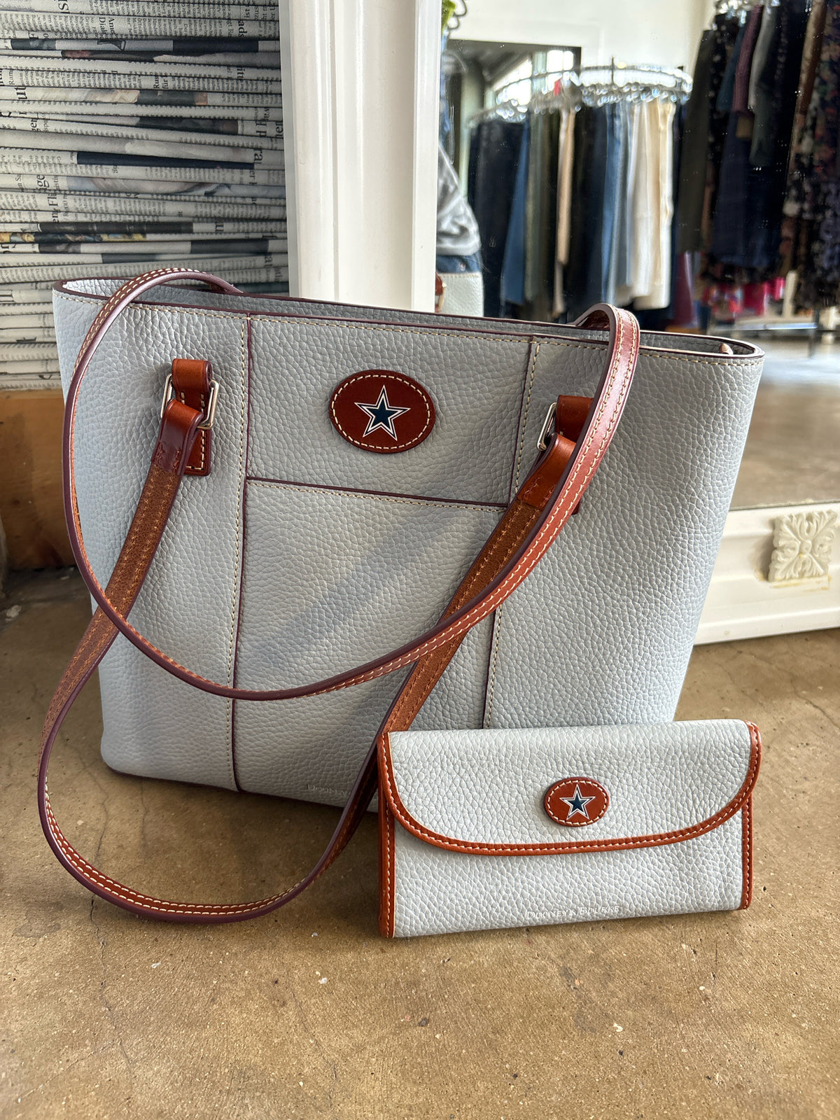 DOONEY & BOURKE Gray/Blue Bag Purse/Wallet Set