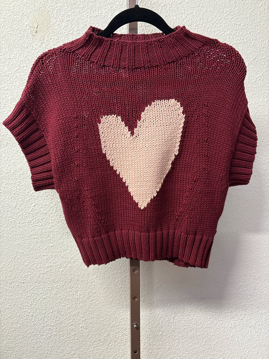 Maeve Size XS burgandy Heart Sweater