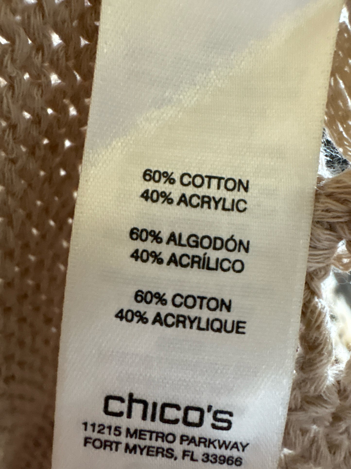 CHICO'S Size 2 Tan Knit Cardigan