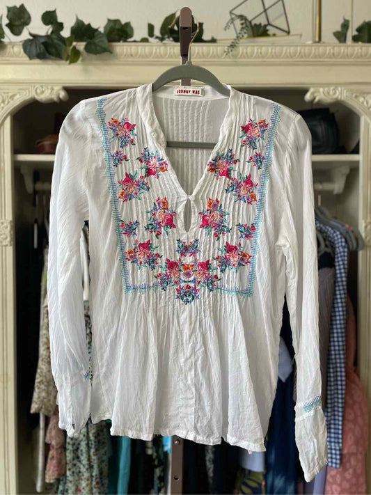 Johnny Was Size S white/multi Embroidered Top