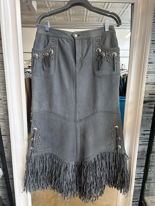 double d ranchwear Size 8 Gray Fringe Skirt