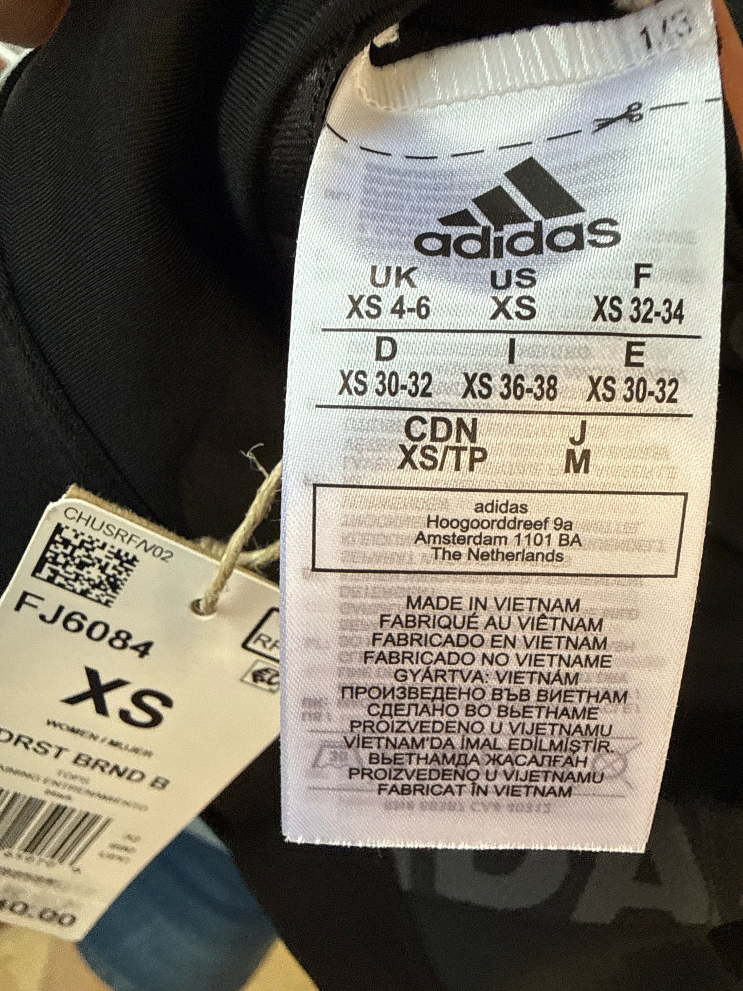 Adidas Size XS Black Sportsbra