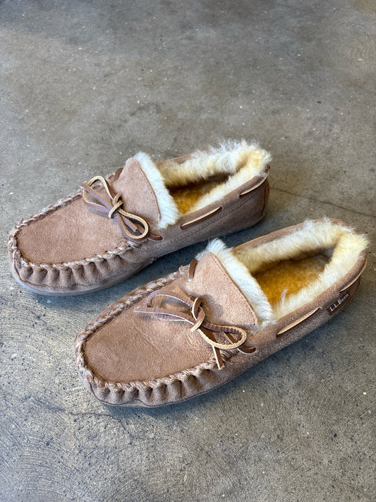 LL Bean Shoe Size 8 Brown faux fur Loafers