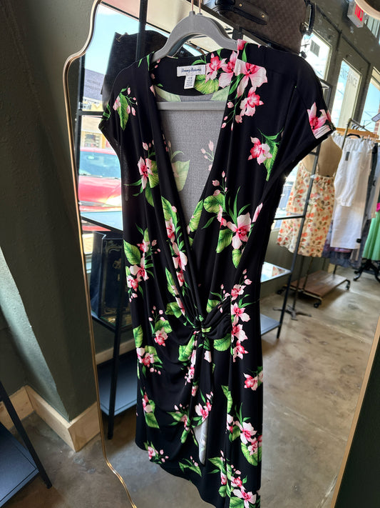 Tommy Bahama Size L Black/Green Dress