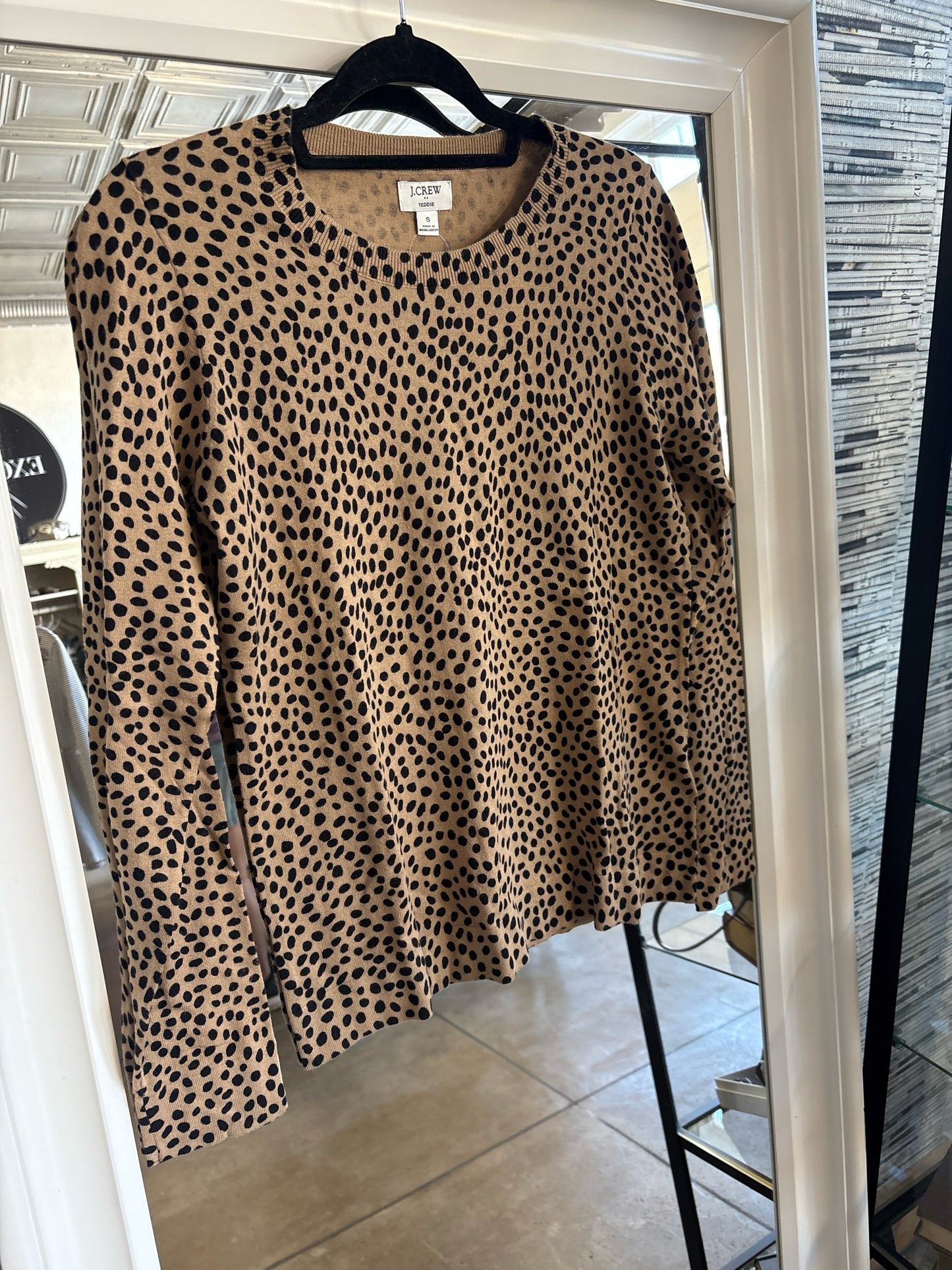 j crew Size S Tan/Black Cheetah Top