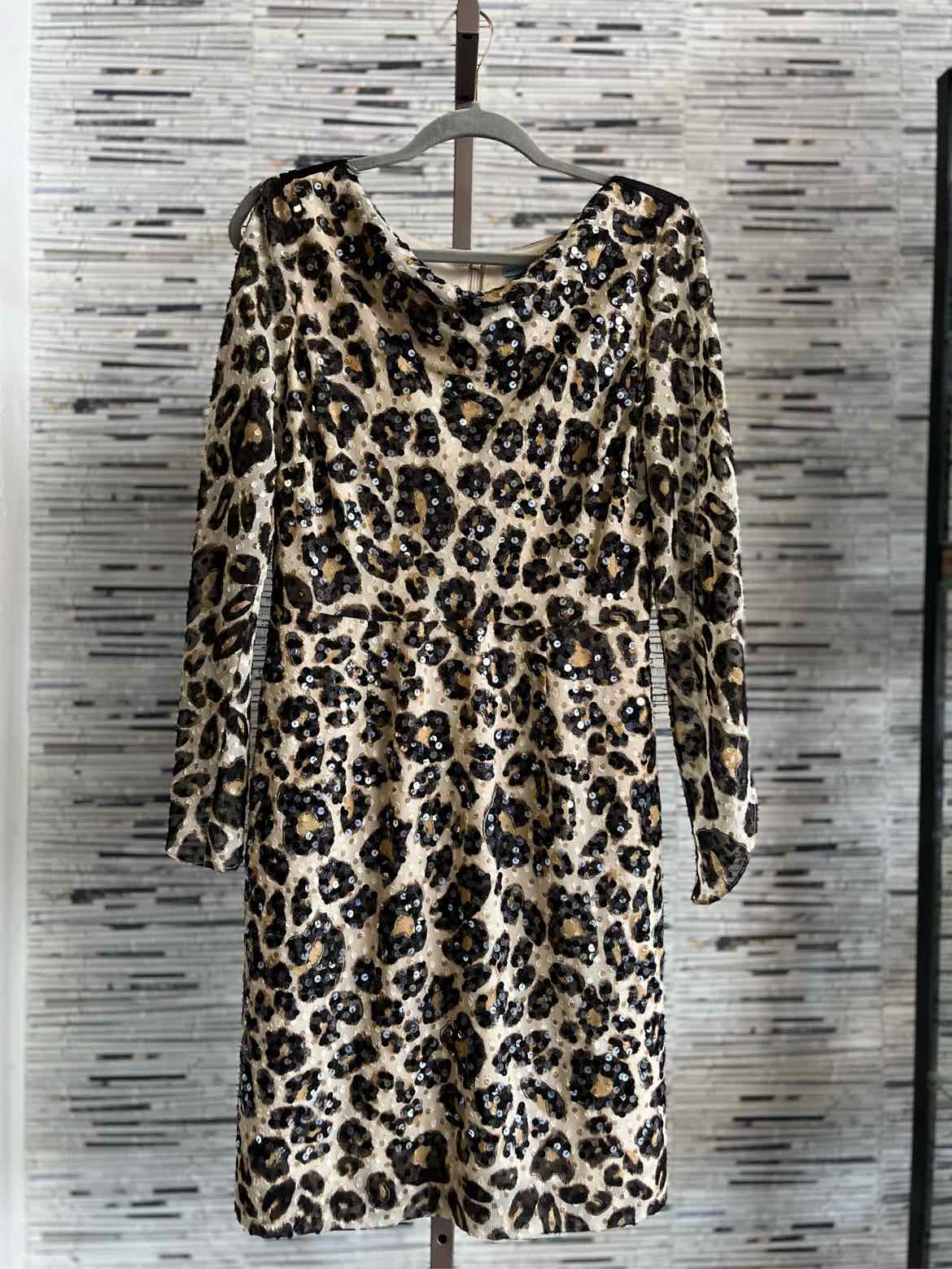 ANTONIO MELANI Size 8 Cream/Brown Cheetah Dress