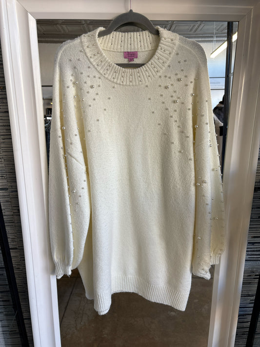 Mi Ami Size L Cream Pearls Dress