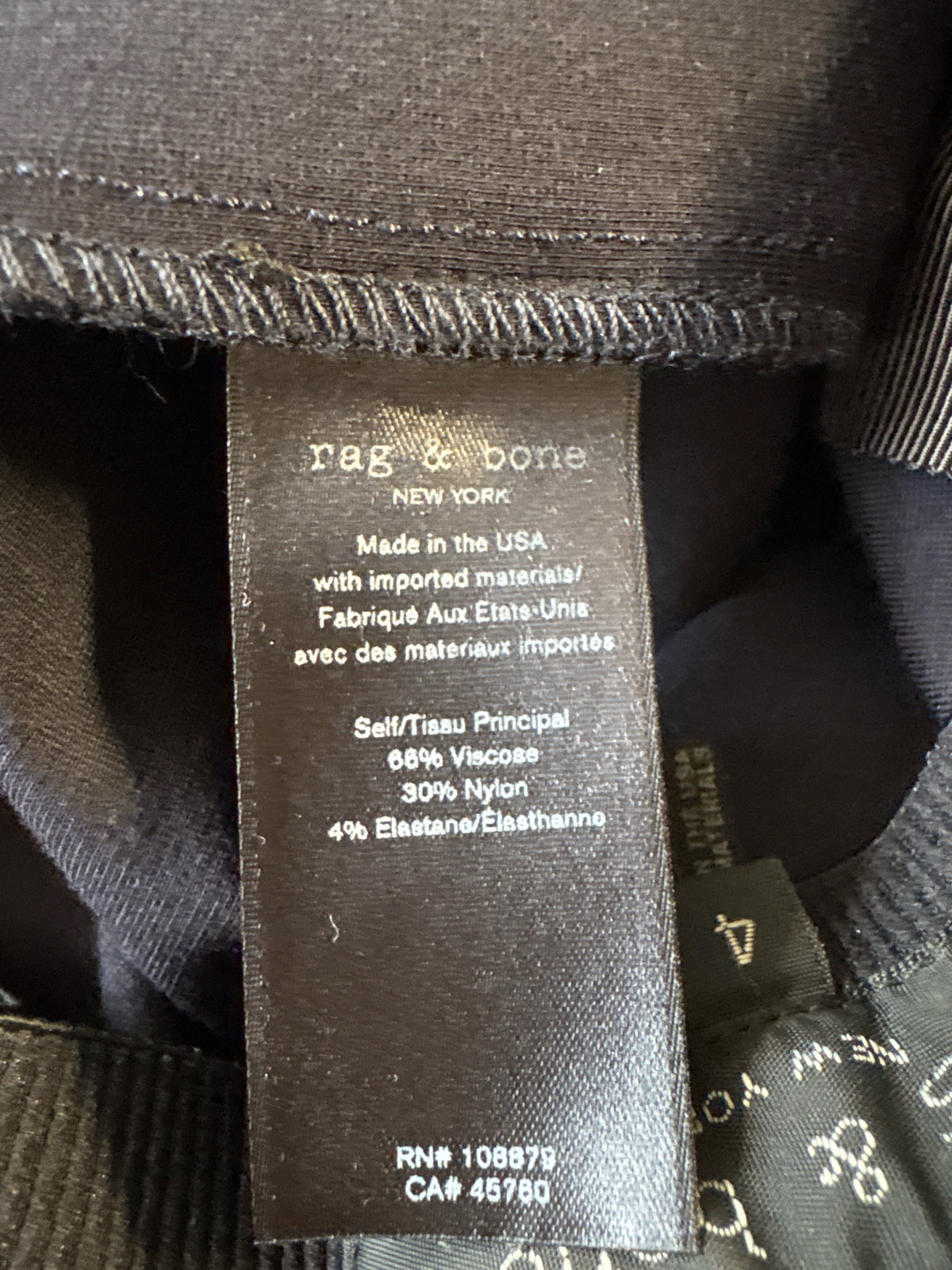 Rag & Bone Size 4 Black Pants
