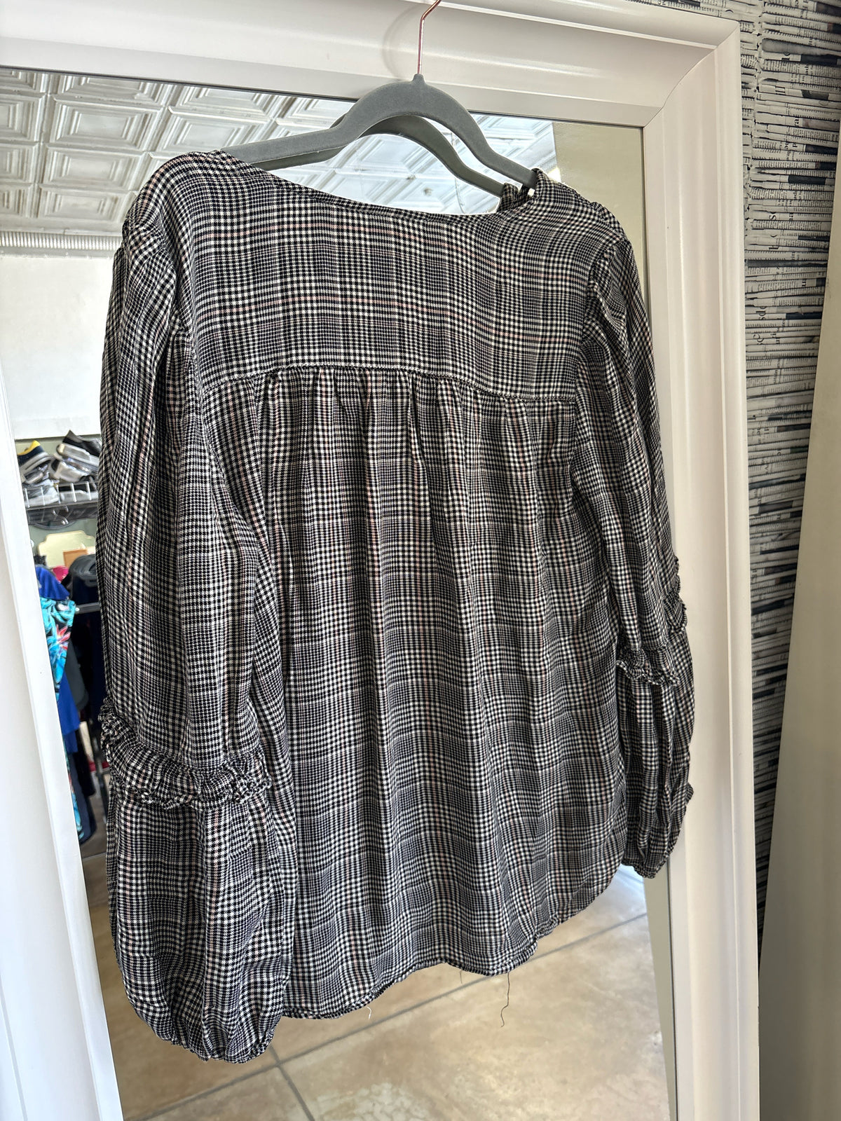 Max Studio Size L plaid Top