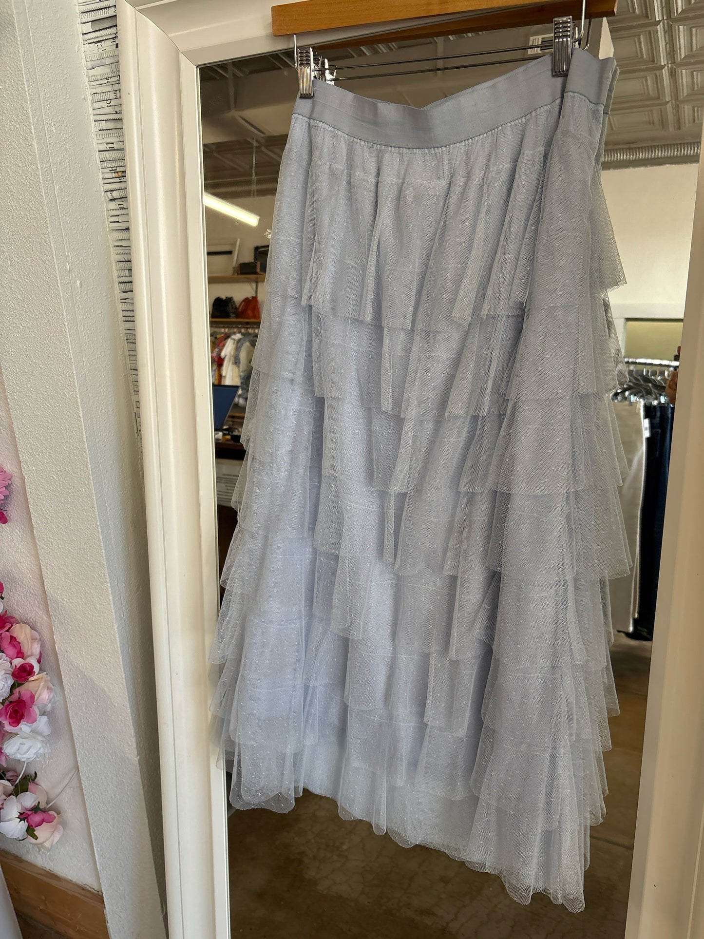 Anthropologie Size L Light Blue Ruffles Skirt