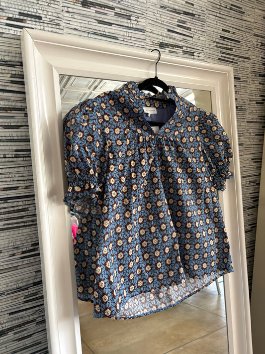 entro Size M Blue/Brown Top