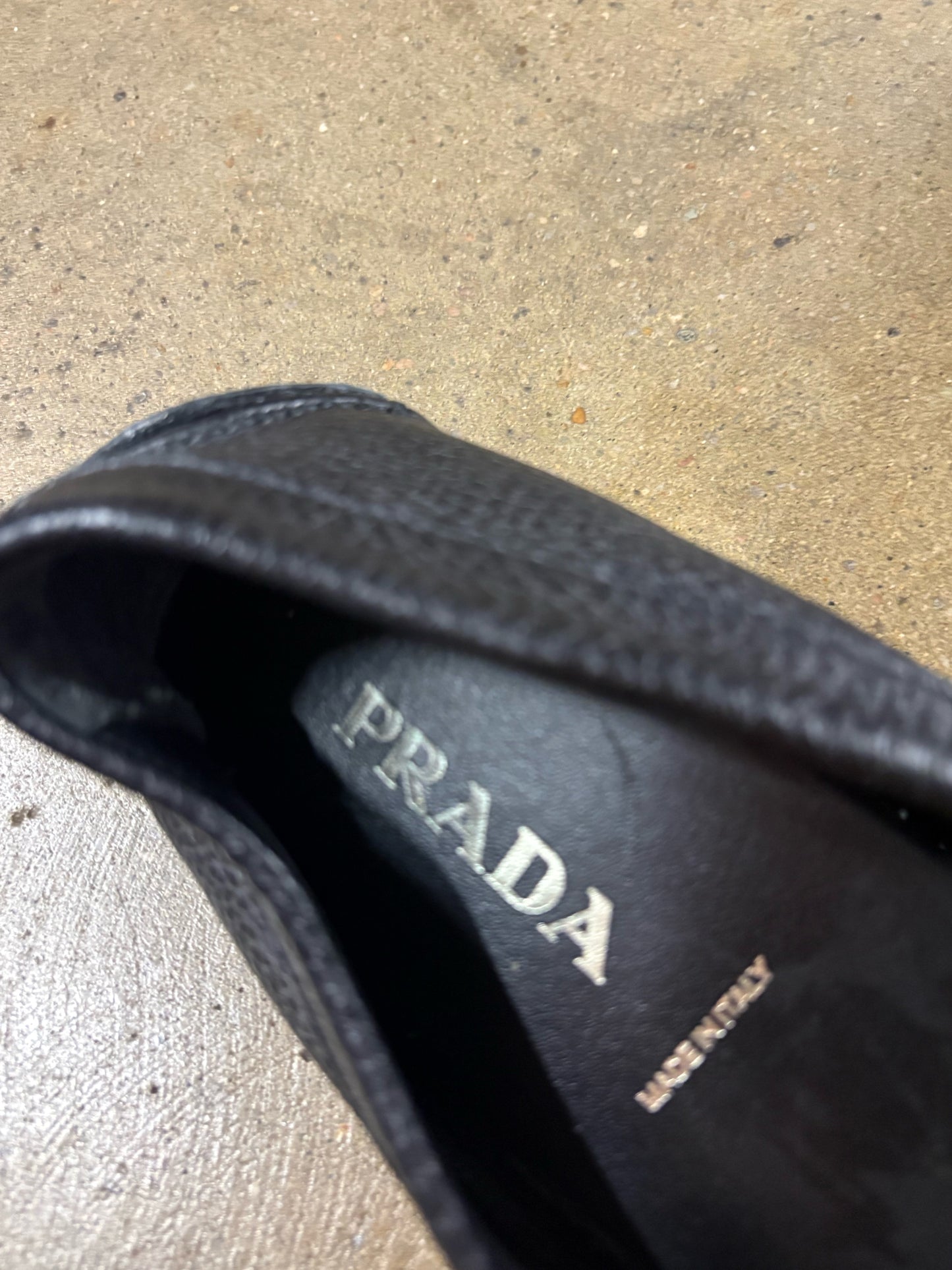 Prada Shoe Size 38 Black PEBBLED Flats