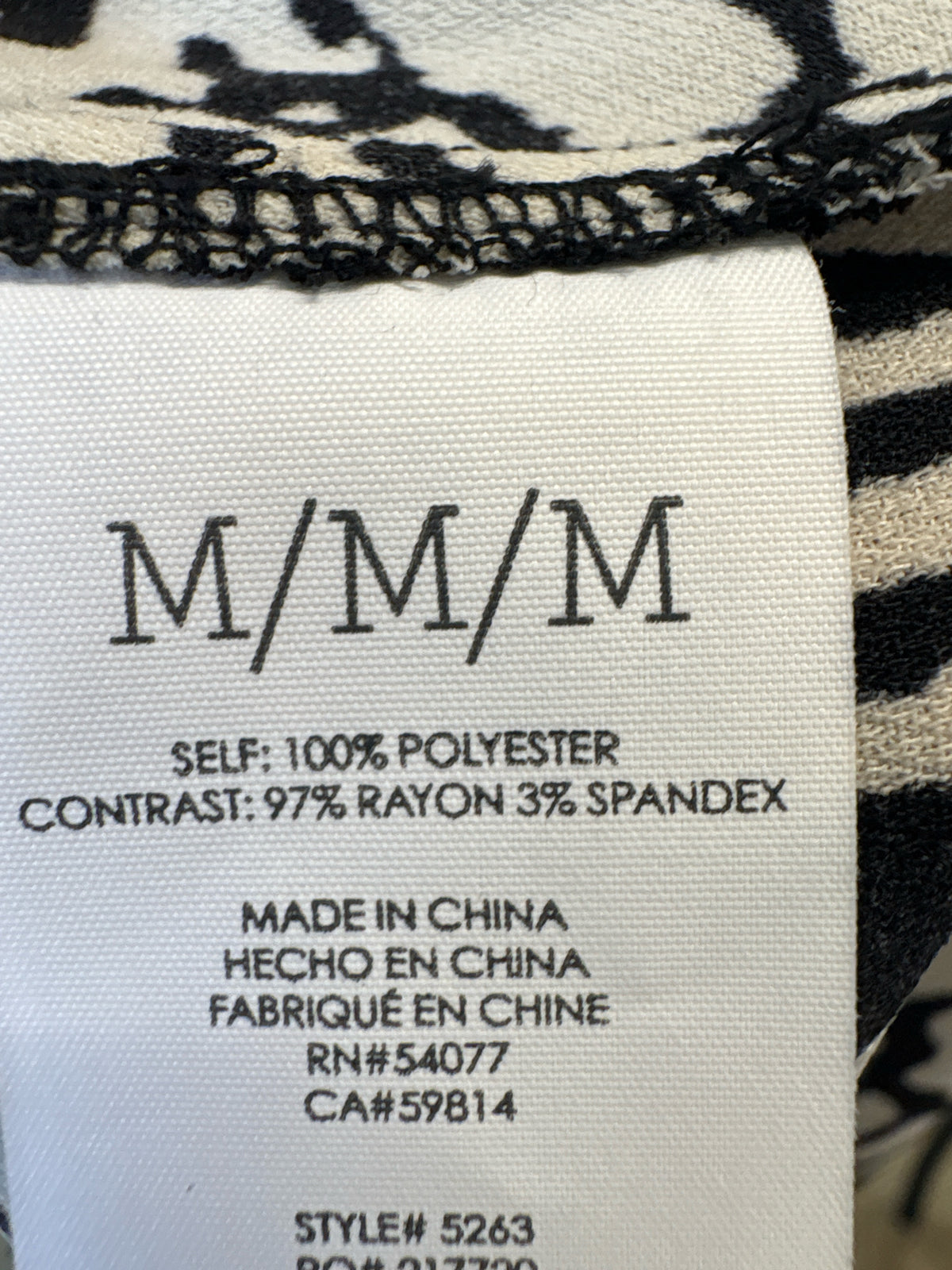 Cabi Size M Black & White Dress