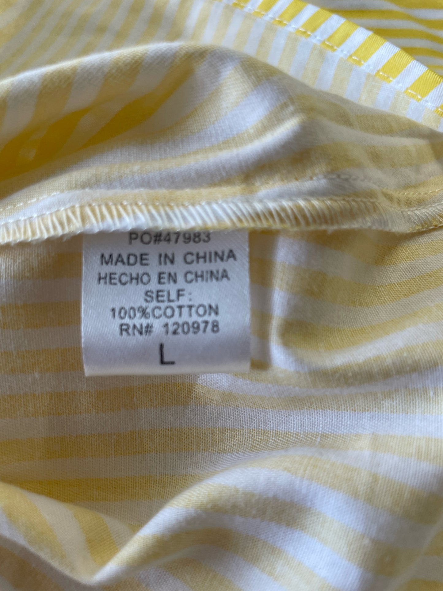entro Size L Yellow & White Top