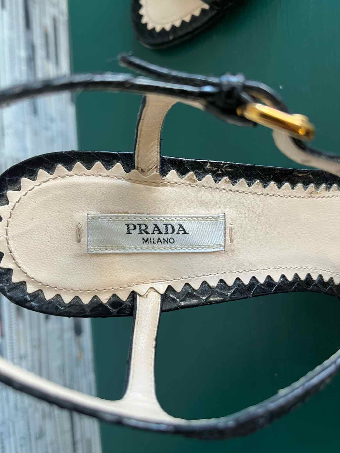 Prada Shoe Size 38.5 Black Snake Heels