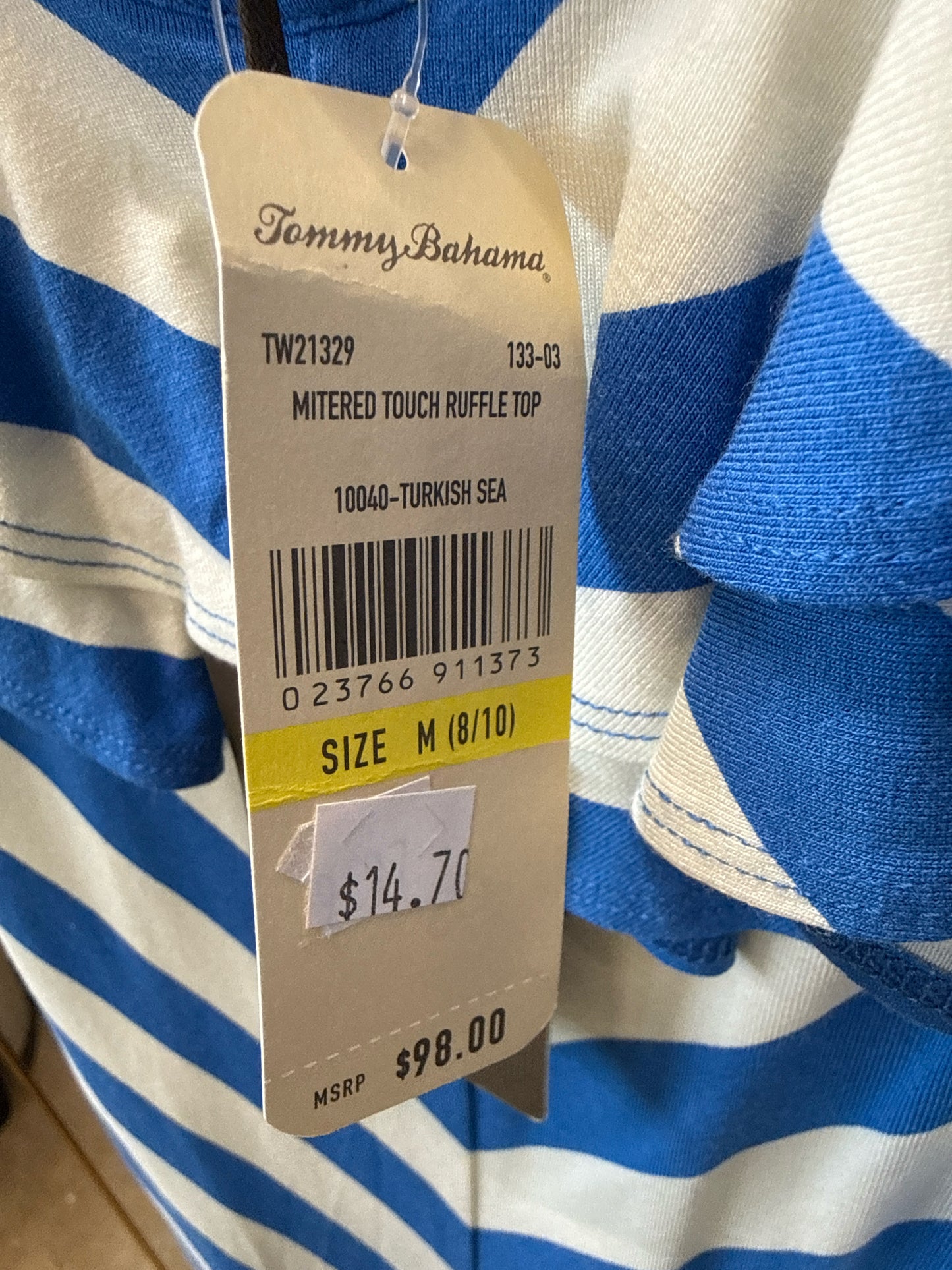 Tommy Bahama Size M Blue/White Top