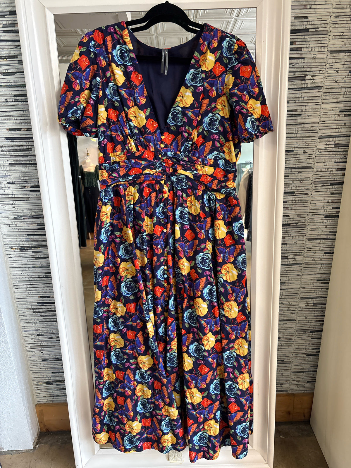 Anthropologie Size XL Navy Floral Dress