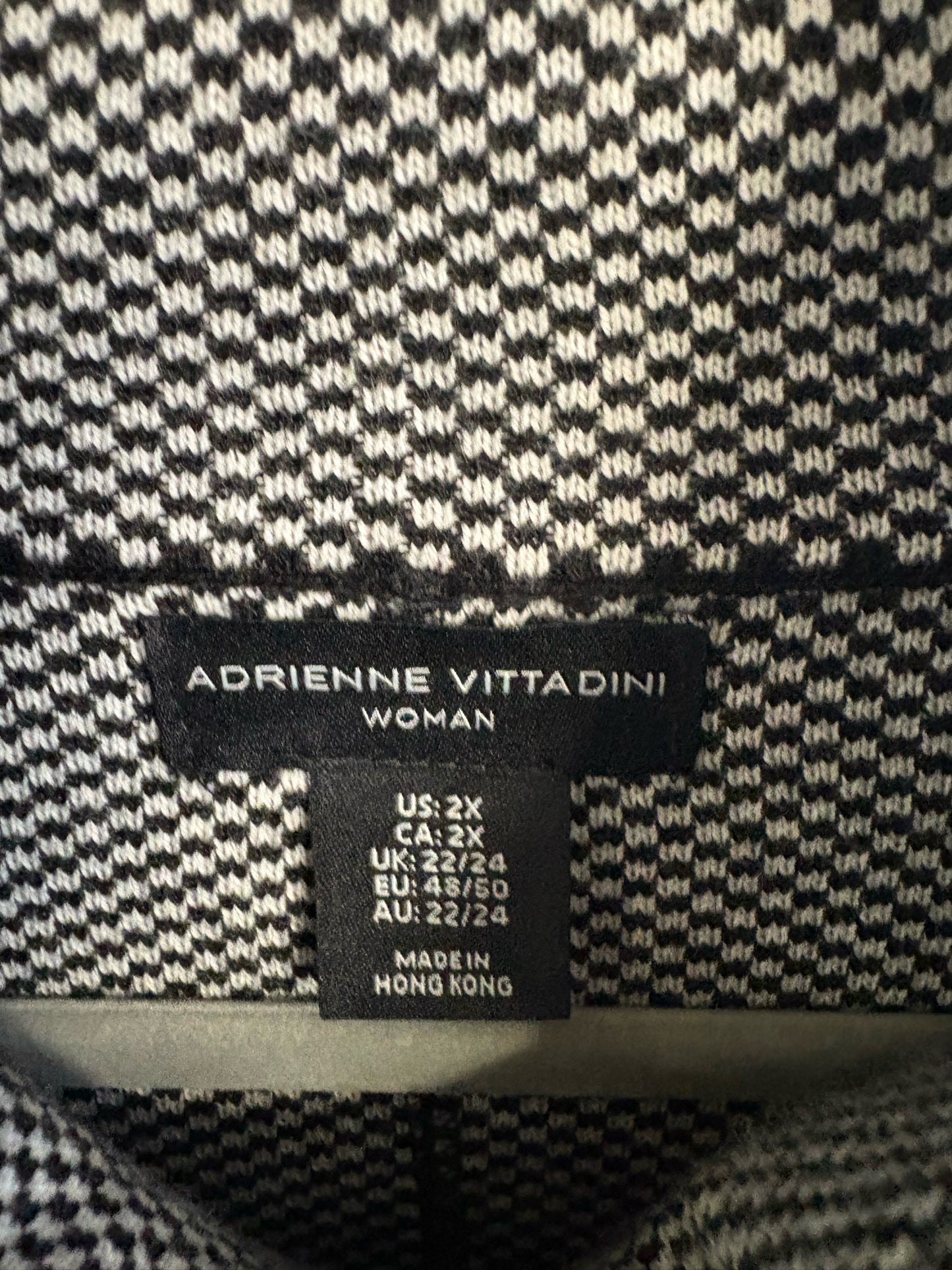 Adrienne Vittadini Size 2X B&W Checkered Cardigan