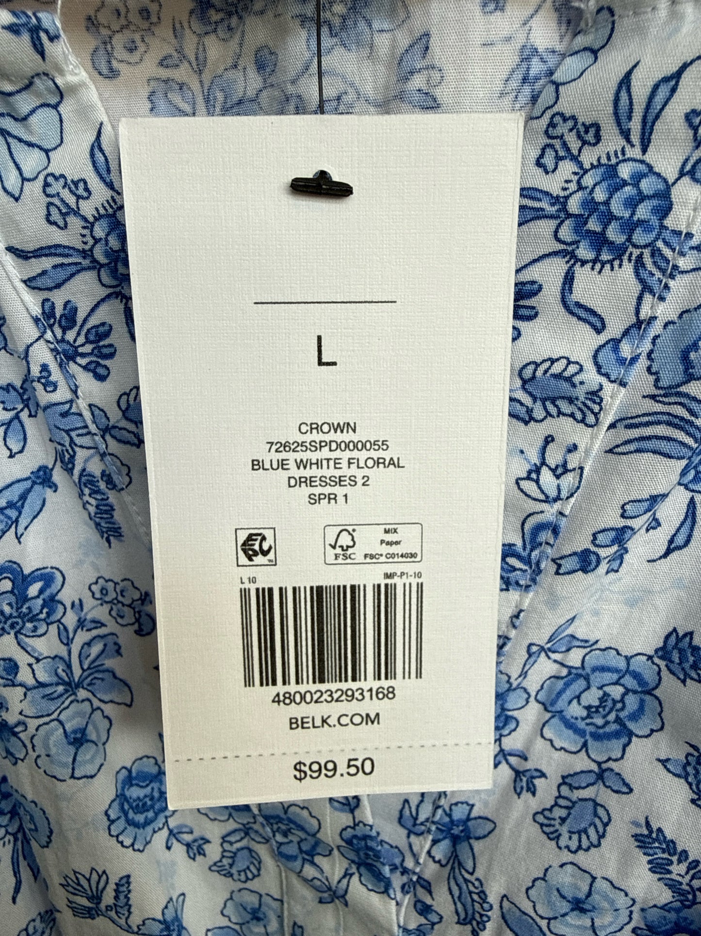 Crown & Ivy Size L Blue/White Dress