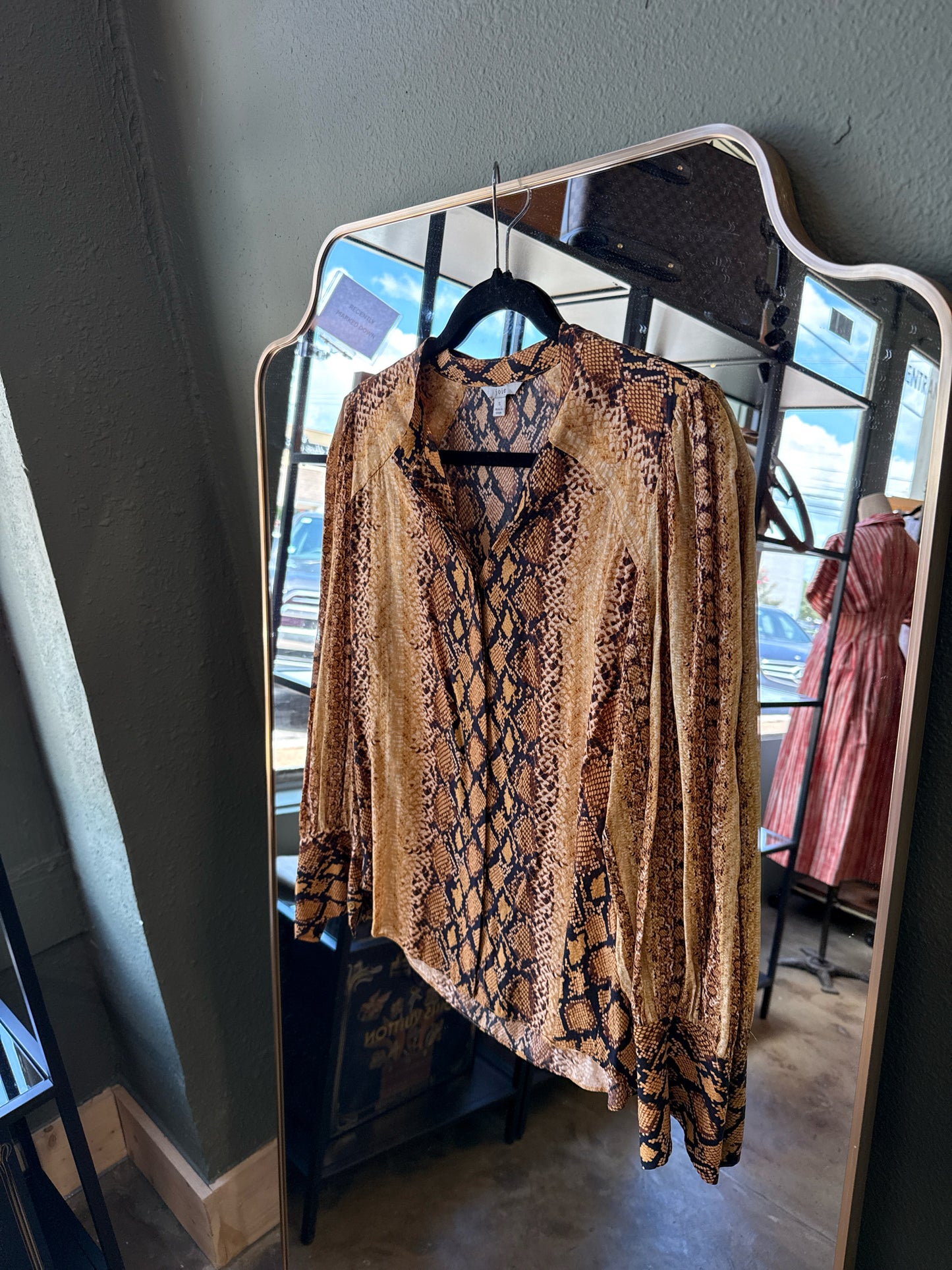 JOIE Size S Yellow Snakeskin Top