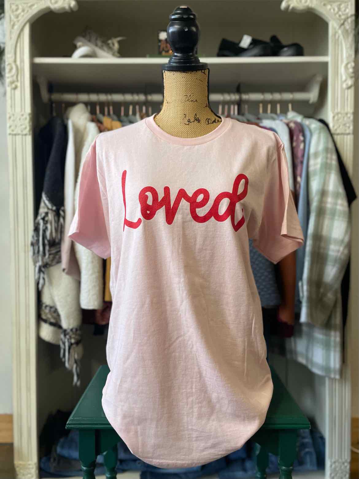 Tultex Size M Blush/Red "Loved" Tee
