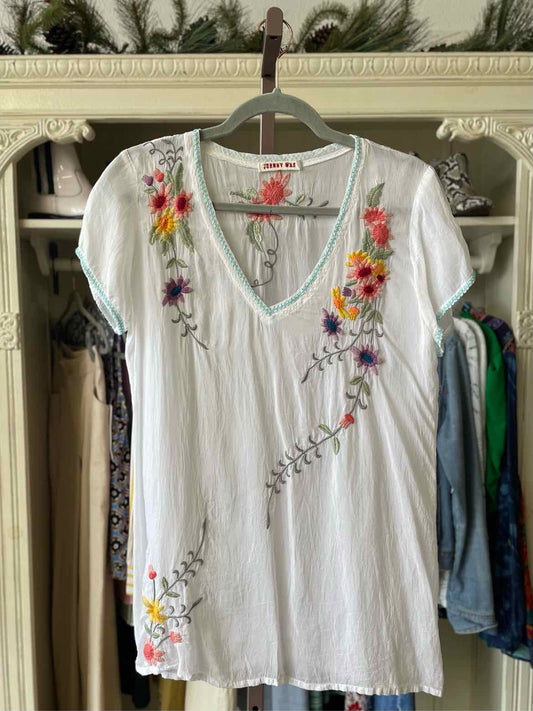 Johnny Was Size XS white/multi Embroidered Top